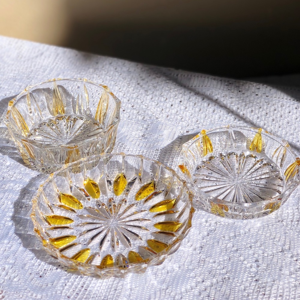 Vintage Walther Kristallglas Crystal Bowl Set 3 W Germany
